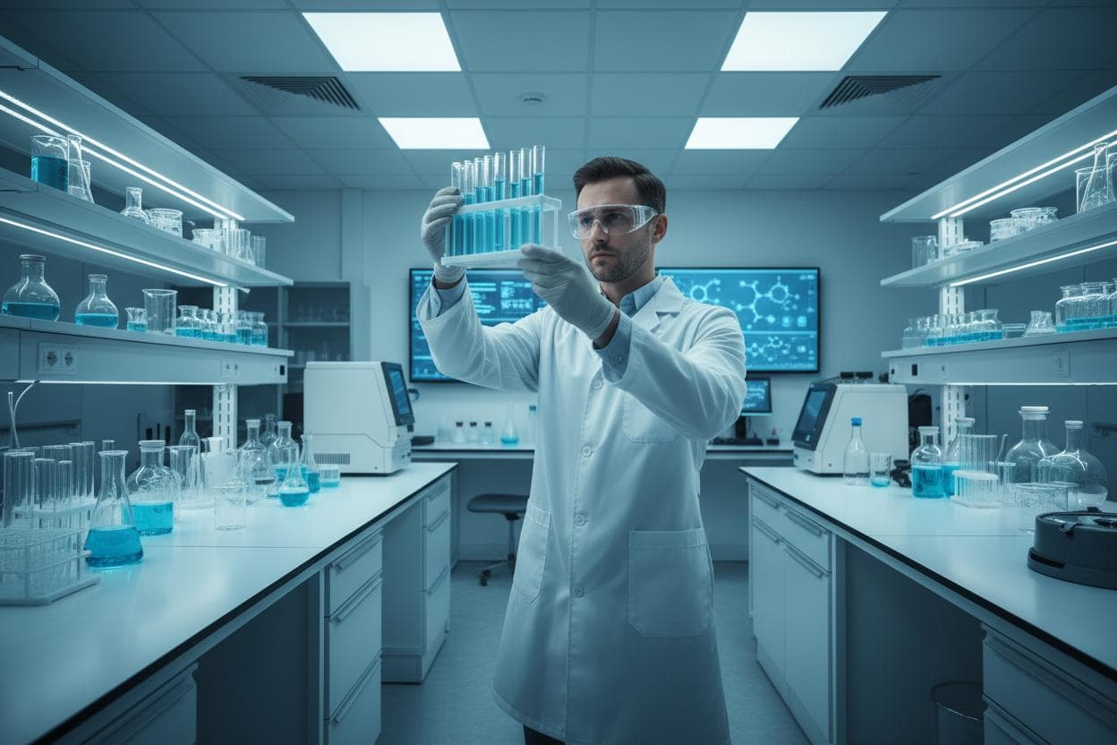 Research laboratory studying peptide therapeutics